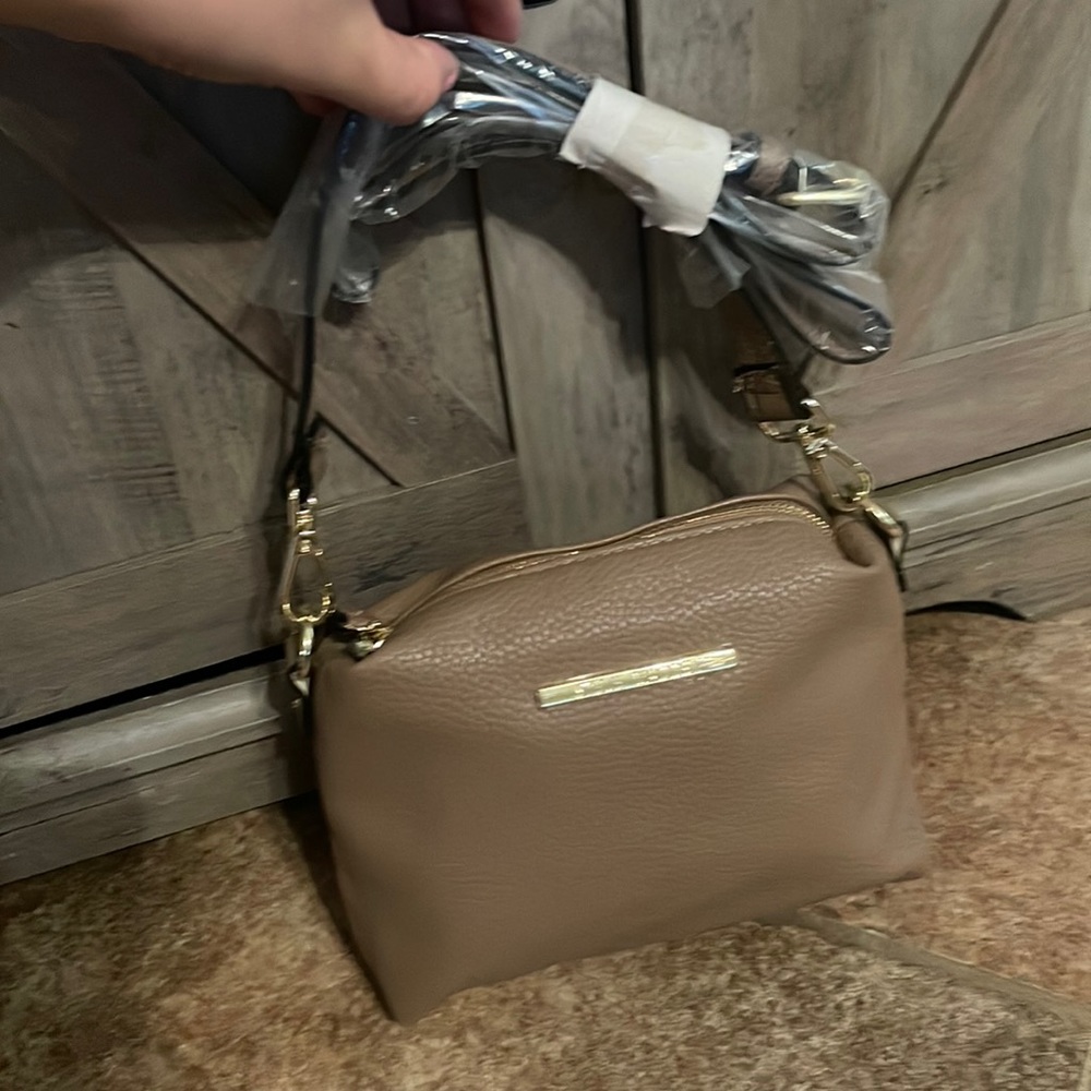 Steve Madden Tan Small Pebble Leather Crossbody Bag